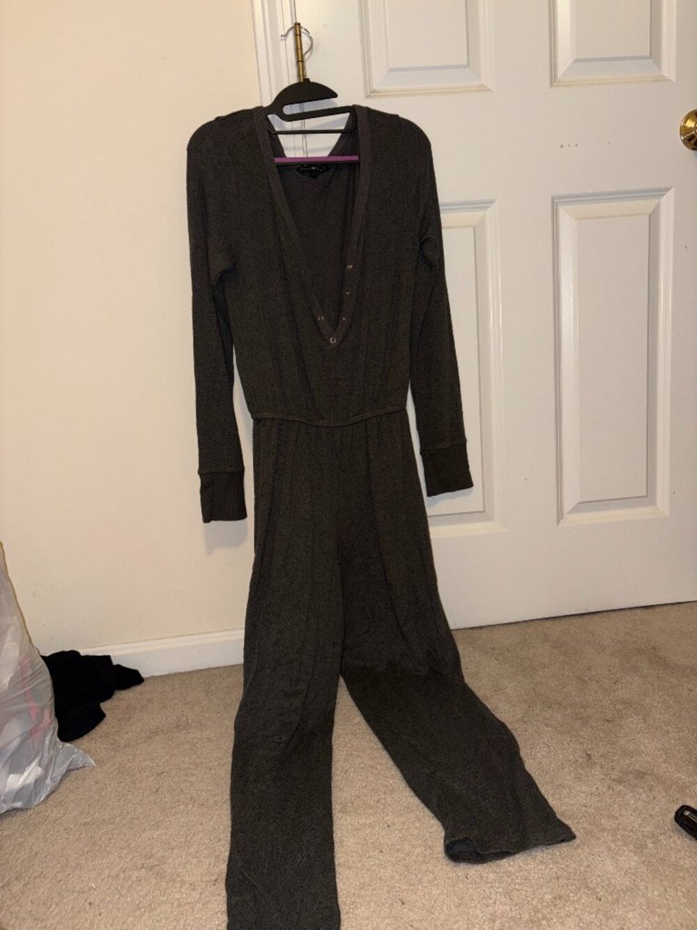 Derek Heart Long Sleeve Henley Knit Jumpsuit Size L